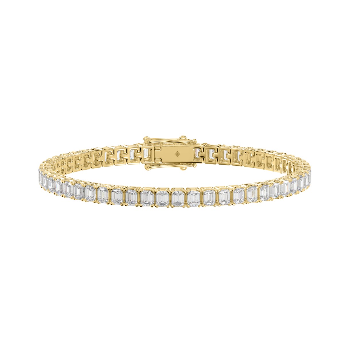 LADIES BRACELET 9CT EMERALD DIAMOND 14K YELLOW GOLD