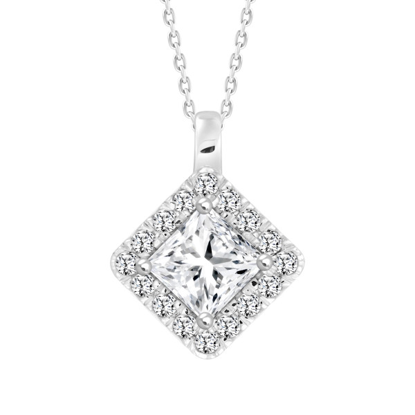 LADIES PENDANT WITH CHAIN 1 1/4 CT ROUND/PEAR DIAM...