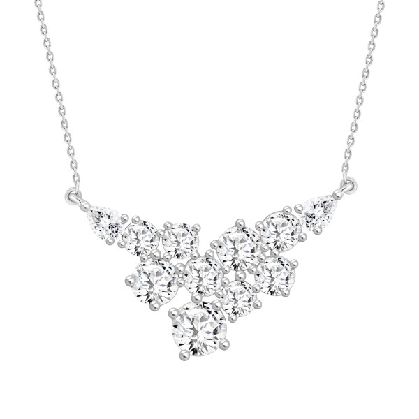 LADIES NECKLACE 4 CT ROUND/PEAR DIAMOND 14K WHITE ...