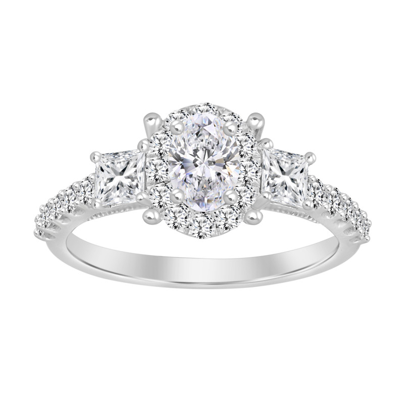 LADIES RING 1 1/4 CT OVAL/PRINCESS/ROUND DIAMOND 14K WHITE GOLD