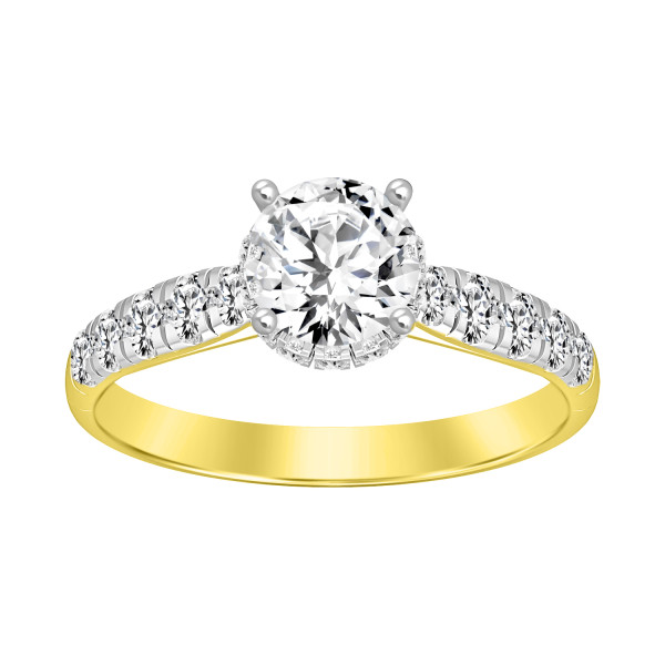 LADIES RING 1 1/2 CT ROUND DIAMOND 14K YELLOW GOLD...