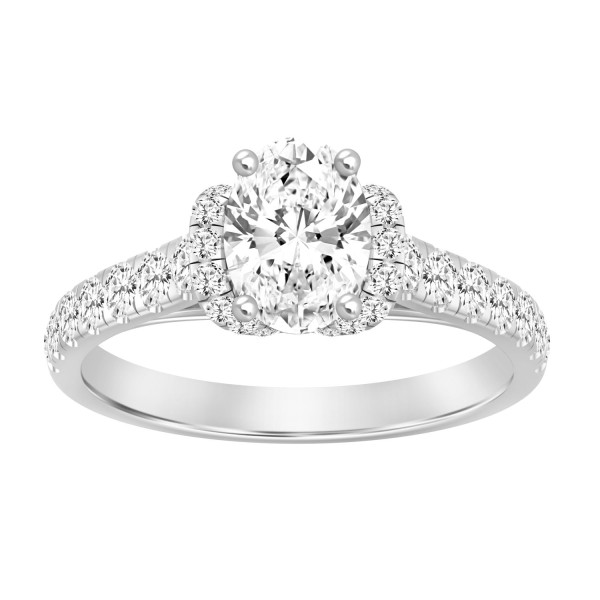LADIES RING 1 1/2 CT ROUND/OVAL DIAMOND 14K WHITE ...