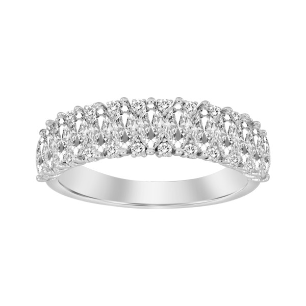 14K WHITE GOLD 1 1/2CT ROUND DIAMOND MARQUISE DIAM...