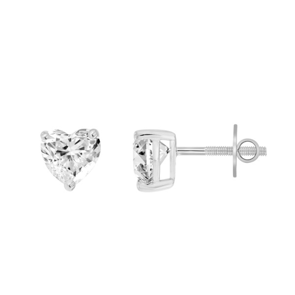 14K WHITE GOLD 1CT EMERALD DIAMOND LADIES EARRING...