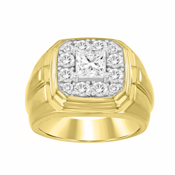 14K YELLOW GOLD 2 CT ROUND DIAMOND PRINCESS DIAMON...