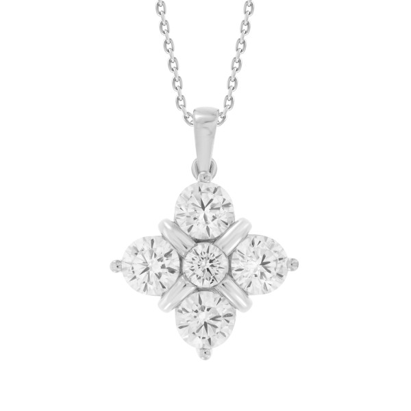 14K WHITE GOLD 1 7/8 CT ROUND DIAMOND LADIES PENDA...