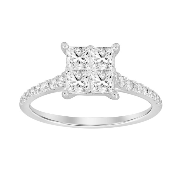 14K WHITE GOLD 1CT ROUND DIAMOND PRINCESS DIAMOND ...