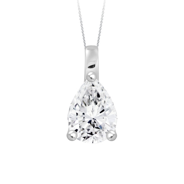 LADIES PENDANT WITH CHAIN 1 CT PEAR DIAMOND 14K WH...