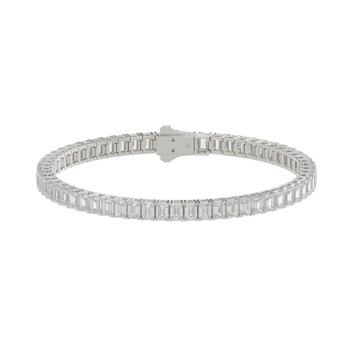 LADIES BRACELET 9CT EMERALD DIAMOND 14K WHITE GOLD