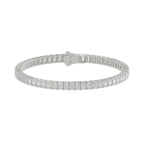 LADIES BRACELET 9CT EMERALD DIAMOND 14K WHITE GOLD