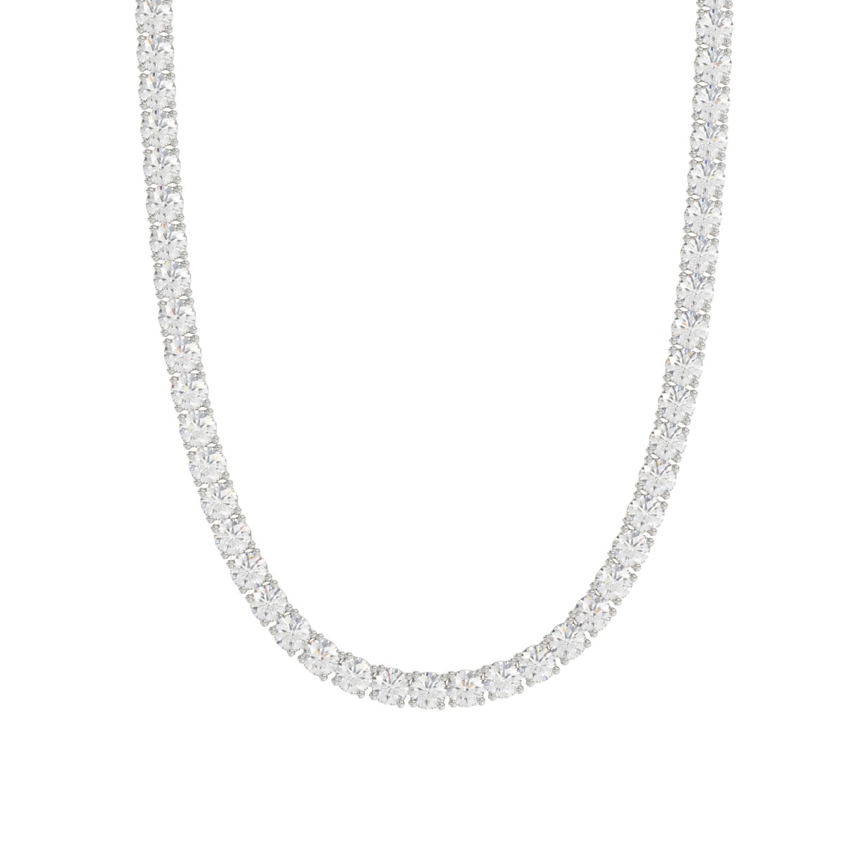 14K WHITE GOLD 10 1/3CT ROUND DIAMOND LADIES TENNIS NECKLACE