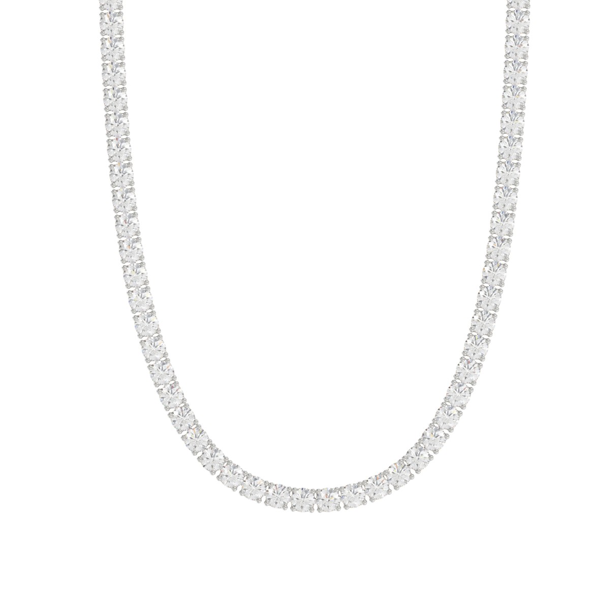 14K WHITE GOLD 4 3/4CT ROUND DIAMOND LADIES TENNIS NECKLACE