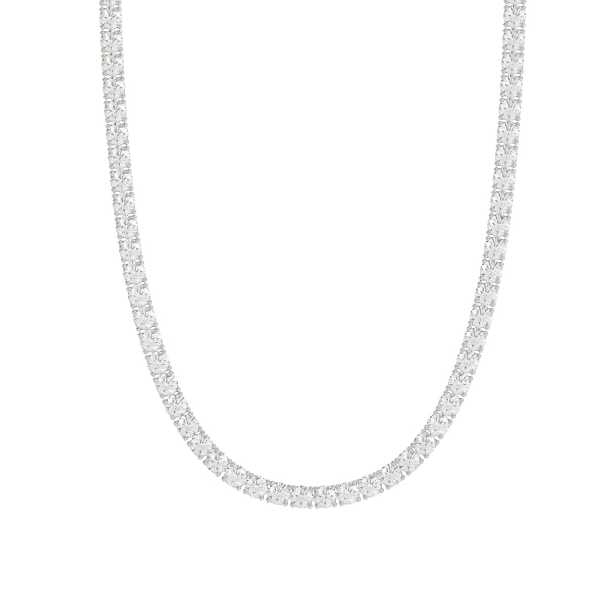 14K WHITE GOLD 6 7/8CT ROUND DIAMOND LADIES TENNIS NECKLACE