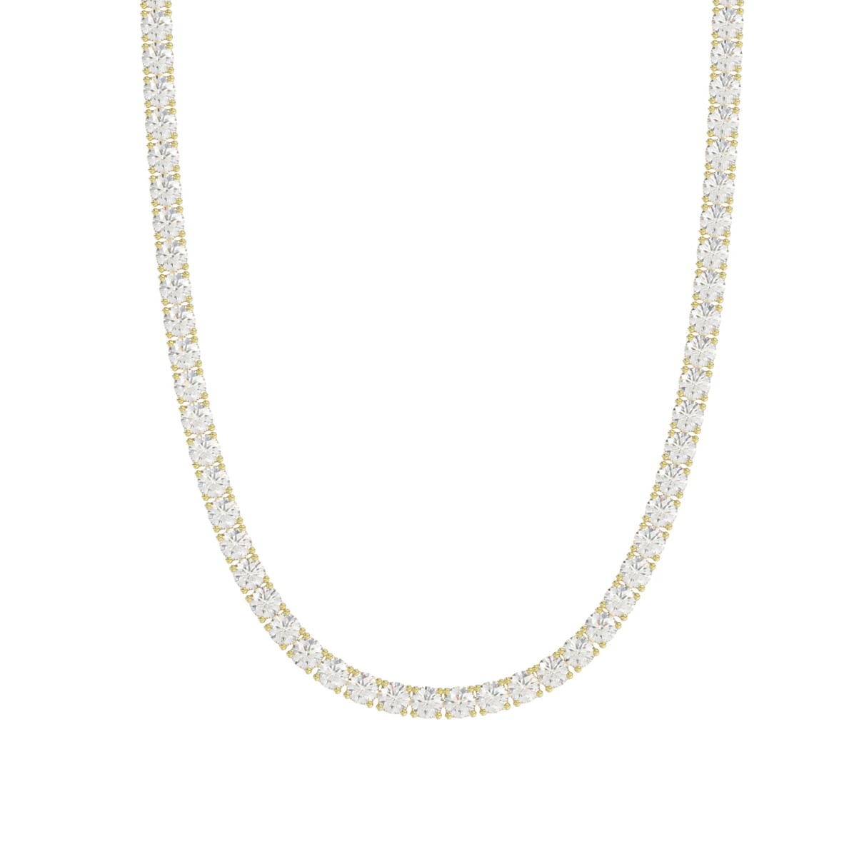 14K YELLOW GOLD 6 7/8CT ROUND DIAMOND LADIES TENNIS NECKLACE