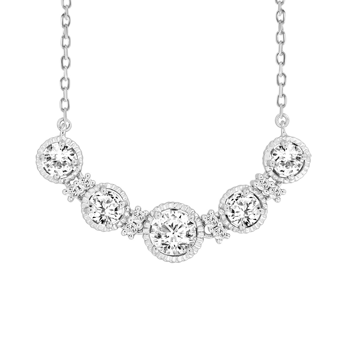 LADIES NECKLACE 1 1/2CT ROUND DIAMOND 14K WHITE GO...