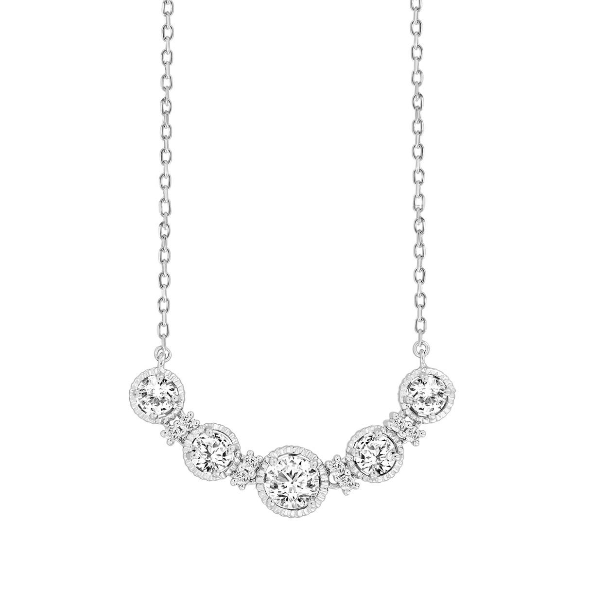 LADIES NECKLACE 1 1/2CT ROUND DIAMOND 14K WHITE GOLD