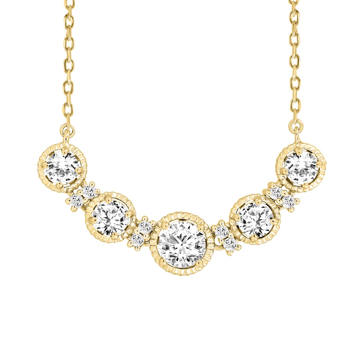 LADIES NECKLACE 1 1/2CT ROUND DIAMOND 14K YELLOW GOLD