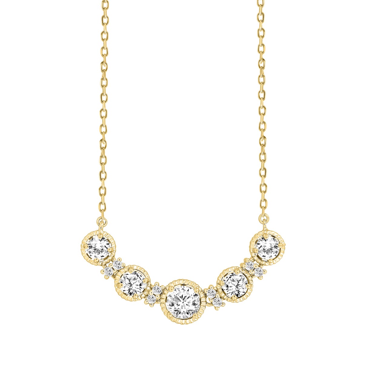 LADIES NECKLACE 1 1/2CT ROUND DIAMOND 14K YELLOW GOLD