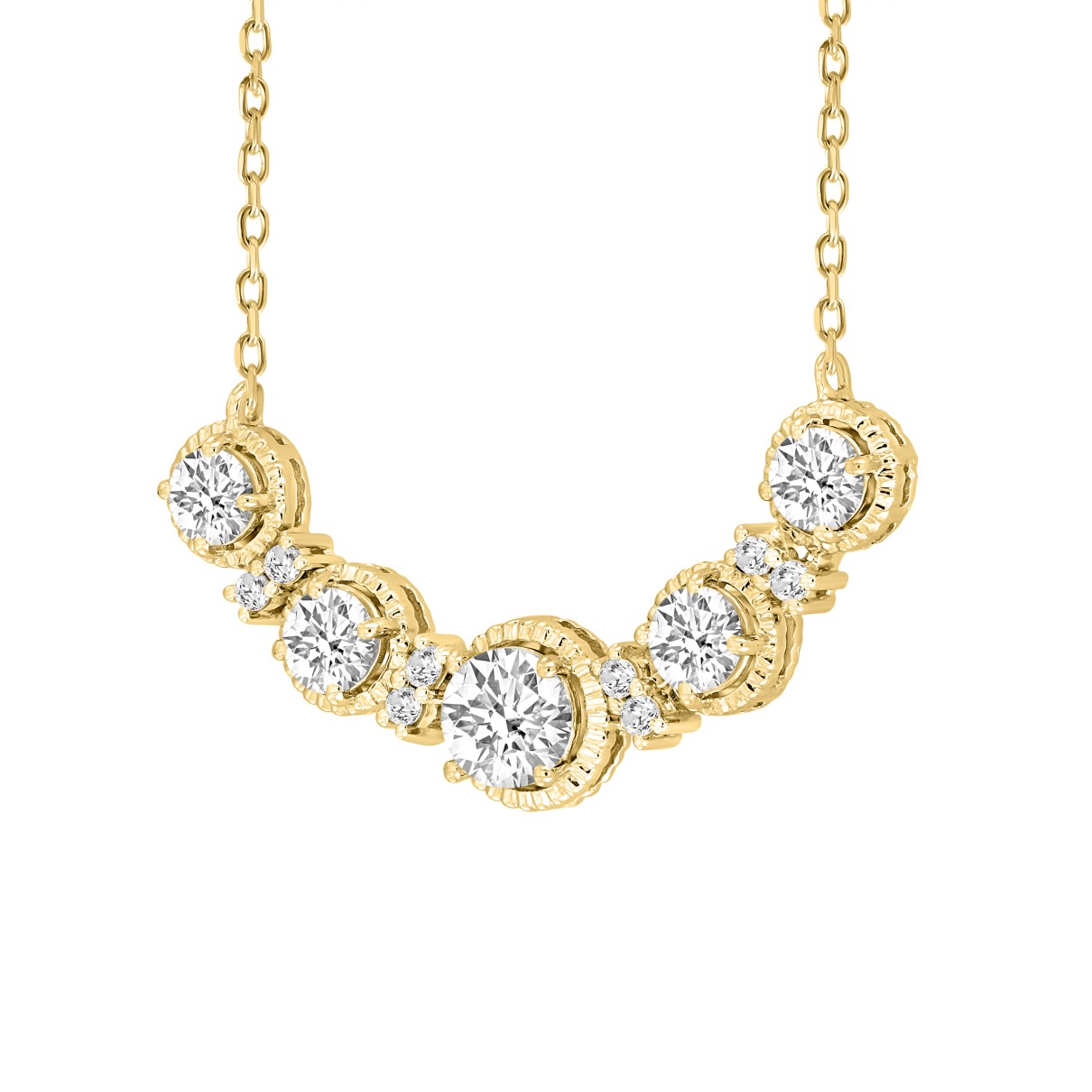 LADIES NECKLACE 1 1/2CT ROUND DIAMOND 14K YELLOW GOLD