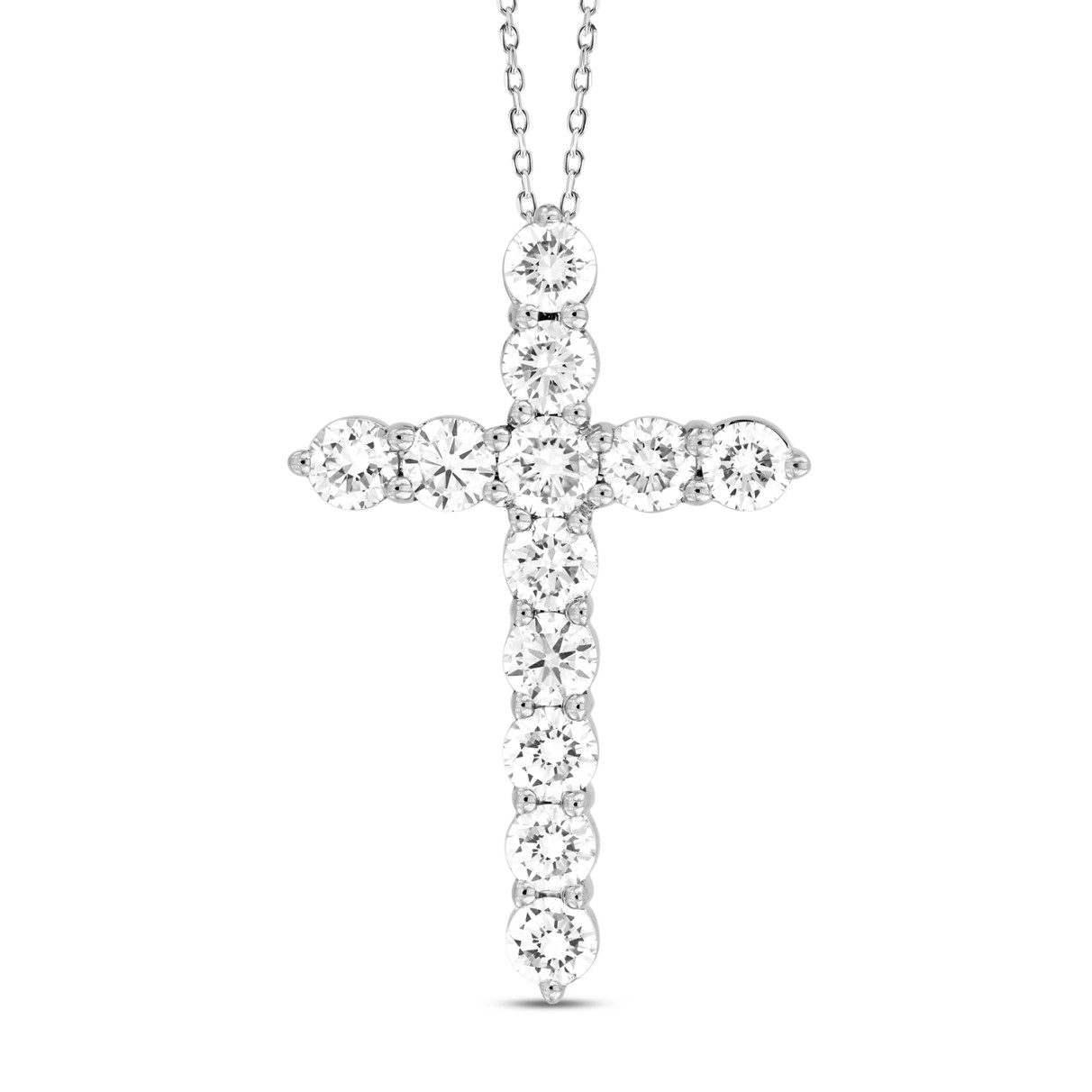 LADIES CROSS PENDANT WITH CHAIN 2CT ROUND DIAMOND ...