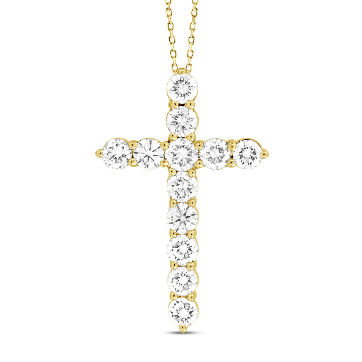 LADIES CROSS PENDANT WITH CHAIN 2CT ROUND DIAMOND ...