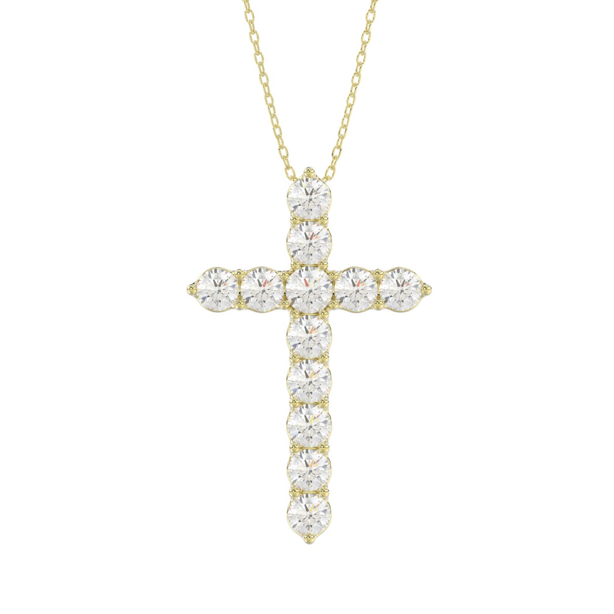 LADIES CROSS PENDANT WITH CHAIN 2CT ROUND DIAMOND ...