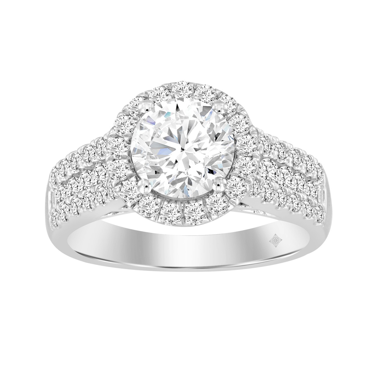 LADIES RING 2 1/4CT ROUND DIAMOND 14K WHITE GOLD (CENTER STONE ROUND DIAMOND 1 1/2CT )