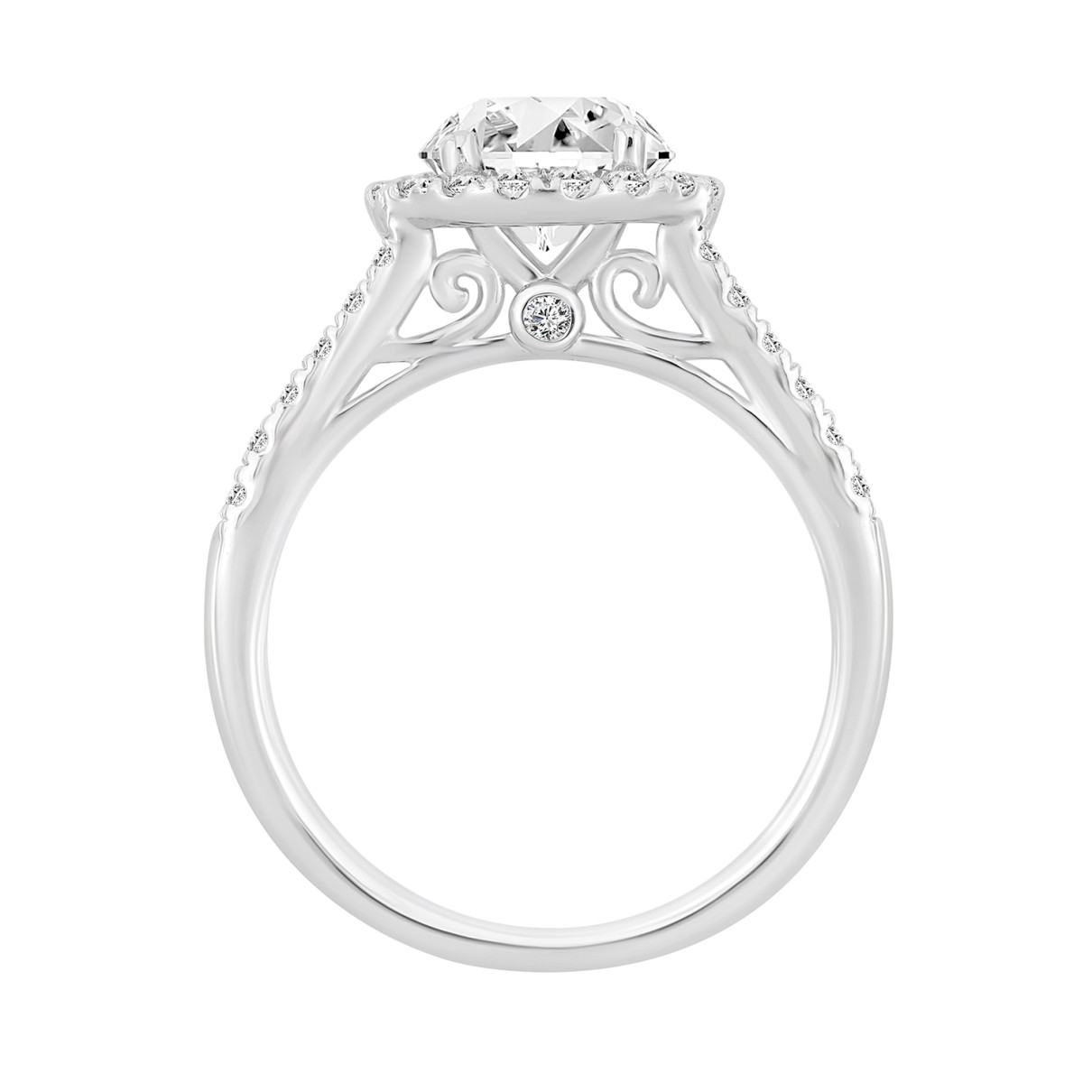 LADIES RING 2 1/4CT ROUND DIAMOND 14K WHITE GOLD (CENTER STONE ROUND DIAMOND 1 1/2CT )