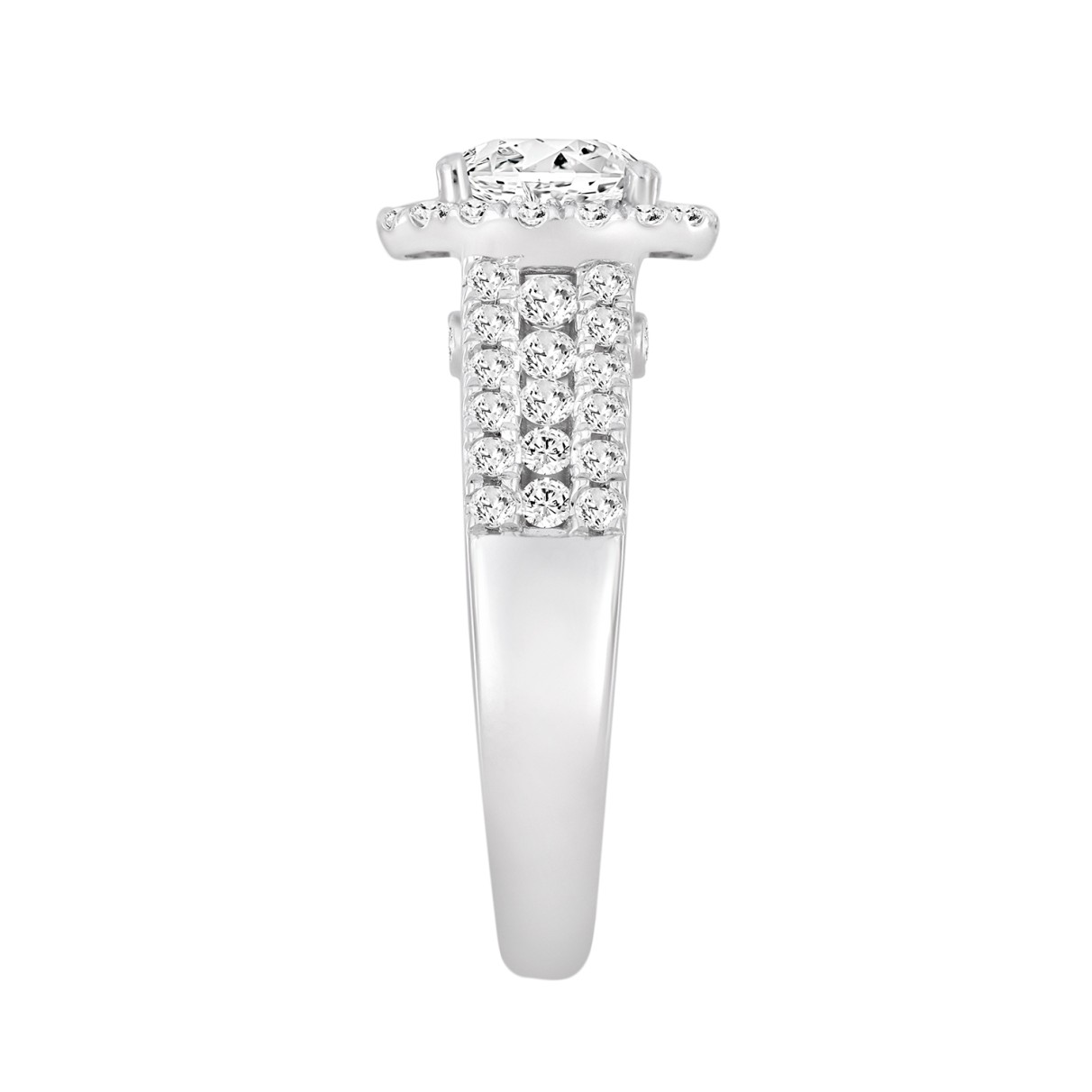 LADIES RING 2 1/4CT ROUND DIAMOND 14K WHITE GOLD (CENTER STONE ROUND DIAMOND 1 1/2CT )