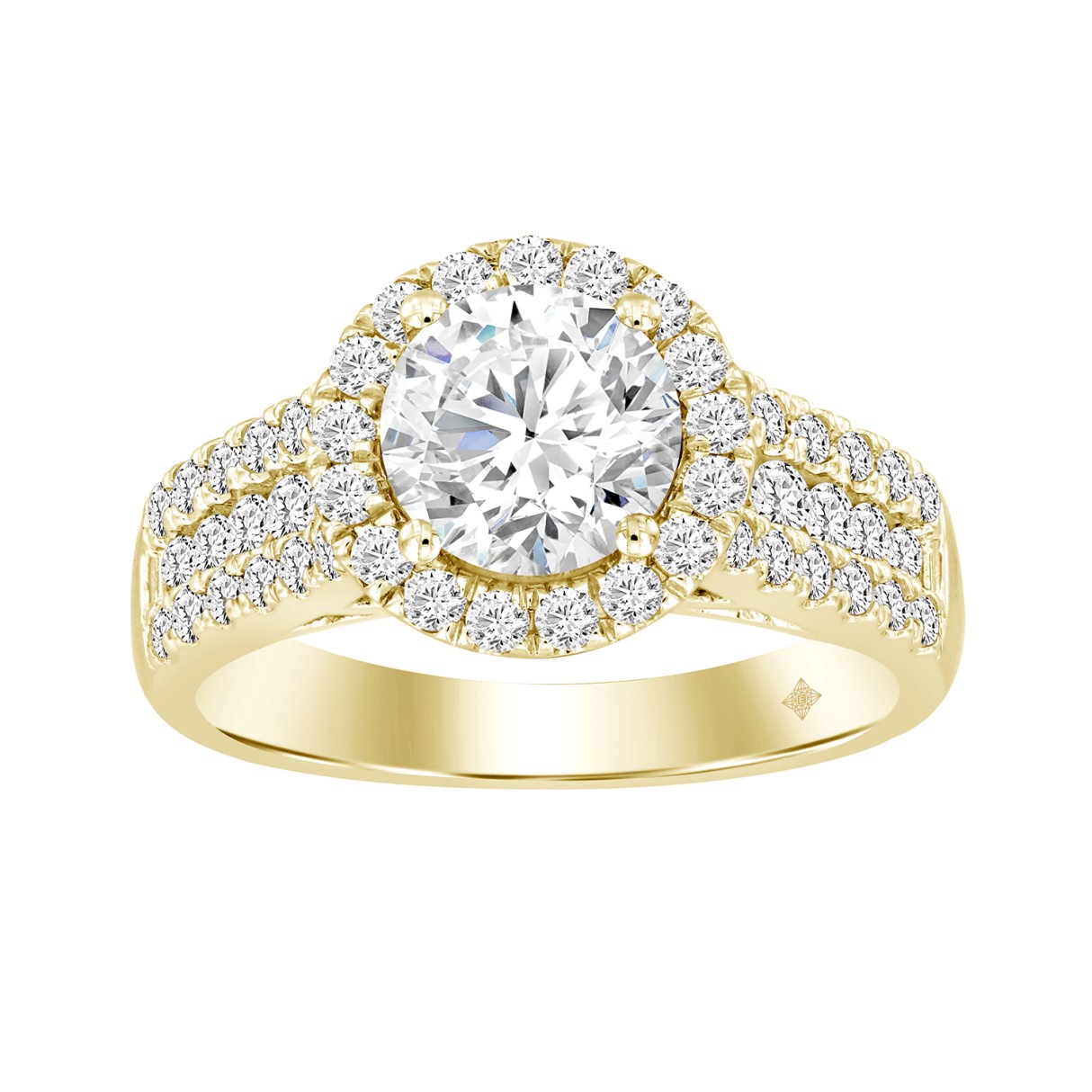 LADIES RING 2 1/4CT ROUND DIAMOND 14K YELLOW GOLD ...