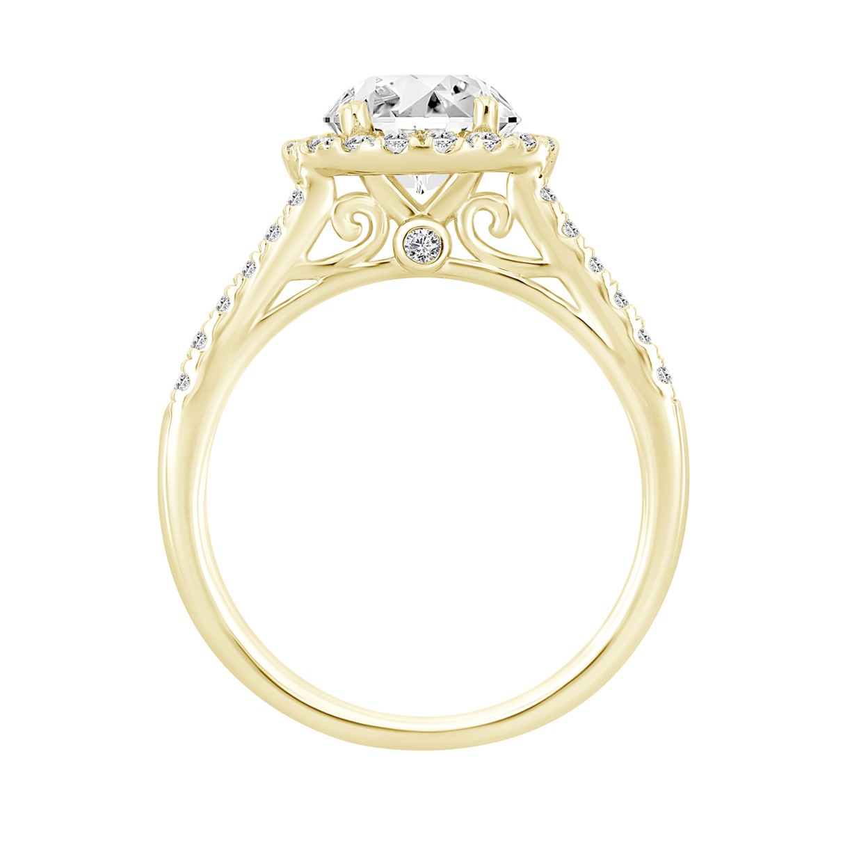 LADIES RING 2 1/4CT ROUND DIAMOND 14K YELLOW GOLD (CENTER STONE ROUND DIAMOND 1 1/2CT )