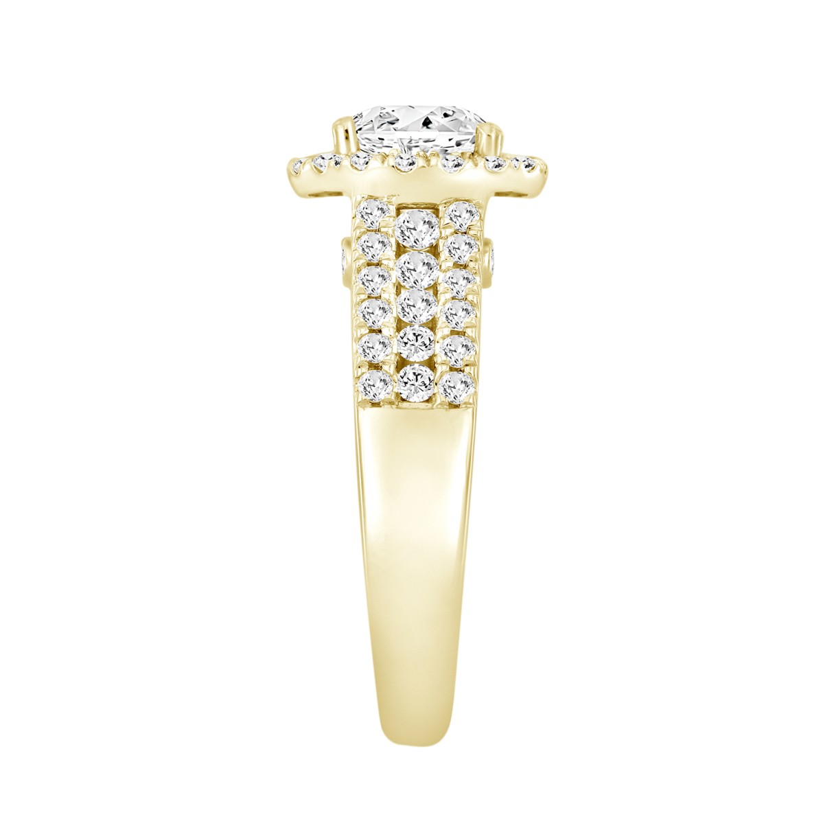 LADIES RING 2 1/4CT ROUND DIAMOND 14K YELLOW GOLD (CENTER STONE ROUND DIAMOND 1 1/2CT )