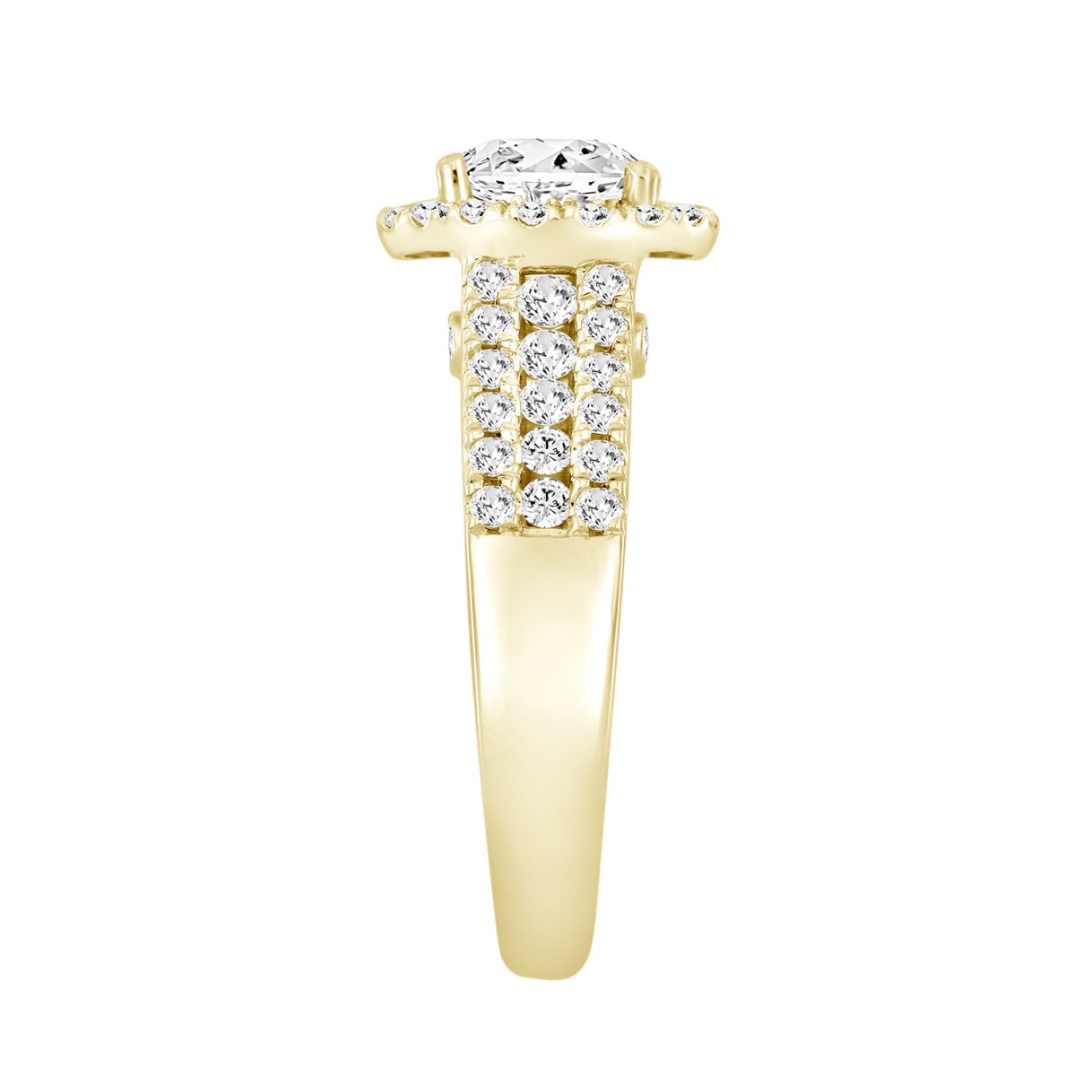 LADIES RING 2 1/4CT ROUND DIAMOND 14K YELLOW GOLD (CENTER STONE ROUND DIAMOND 1 1/2CT )