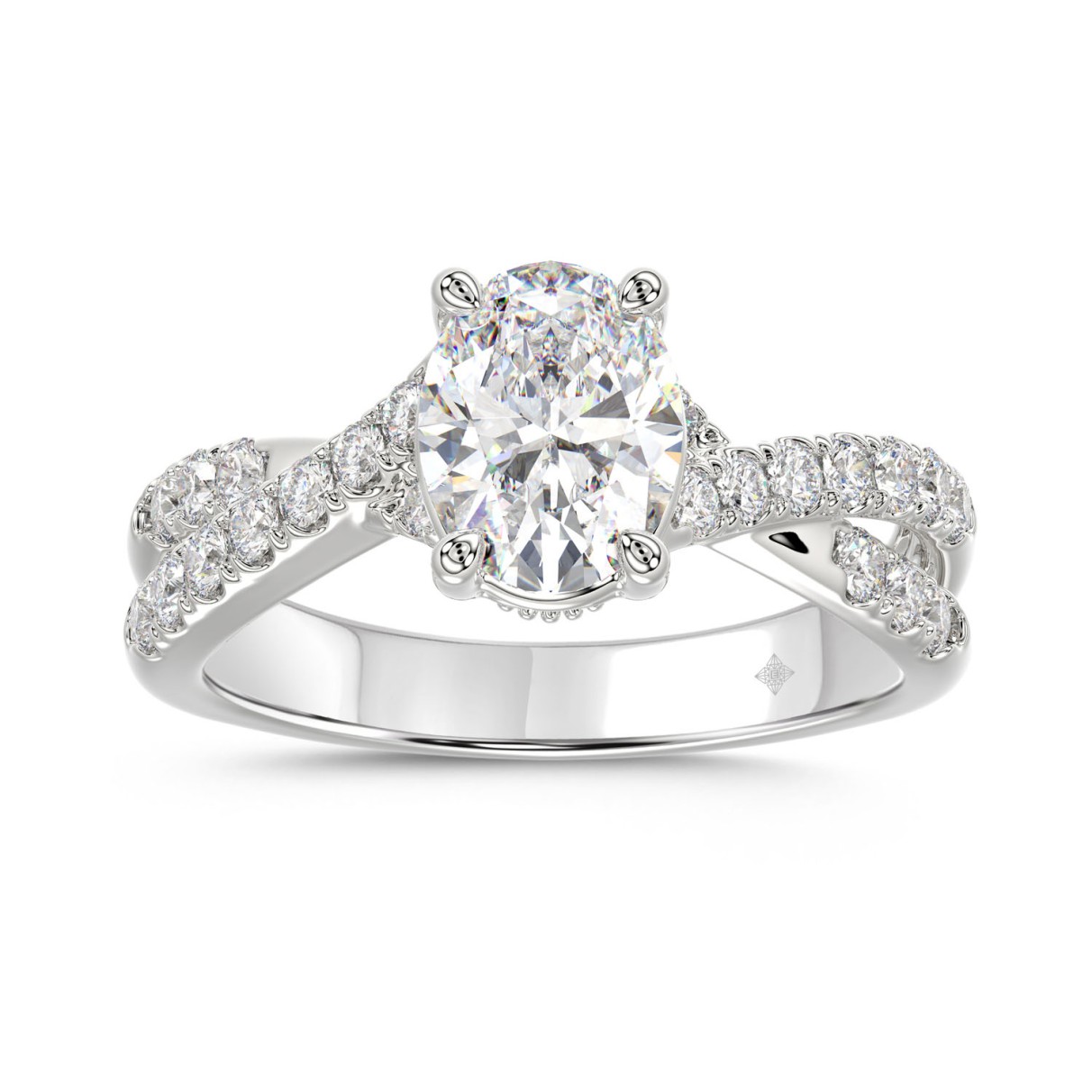 LADIES RING 2CT ROUND/OVAL DIAMOND 14K WHITE GOLD ...