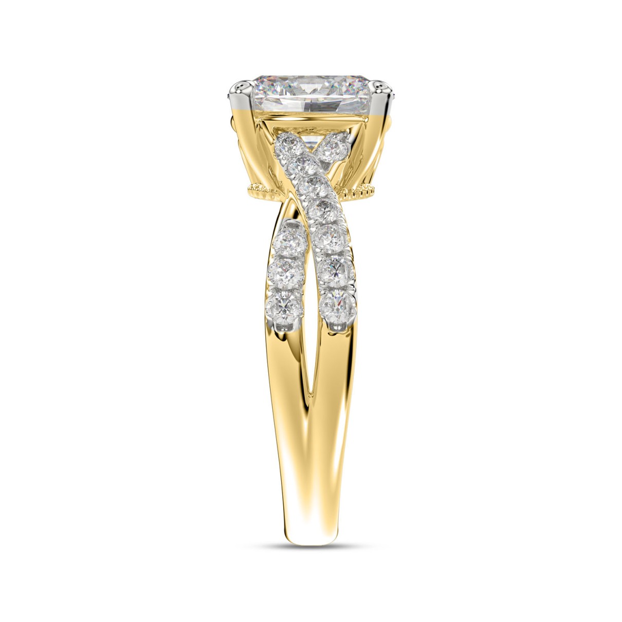 LADIES RING 2CT ROUND/OVAL DIAMOND 14K YELLOW GOLD (CENTER STONE OVAL DIAMOND 1 1/2CT )