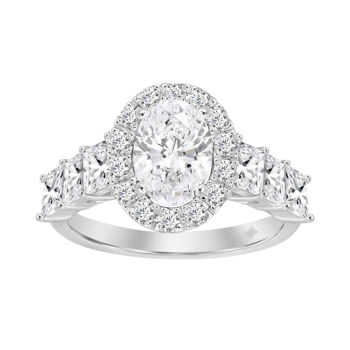 LADIES RING 2 3/8CT ROUND/PRINCESS DIAMOND 14K WHI...