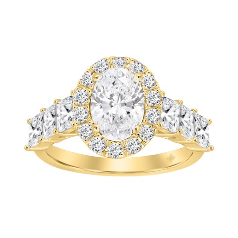 LADIES RING 2 3/8CT ROUND/PRINCESS DIAMOND 14K YELLOW GOLD (CENTER STONE OVAL DIAMOND 1 1/4CT )