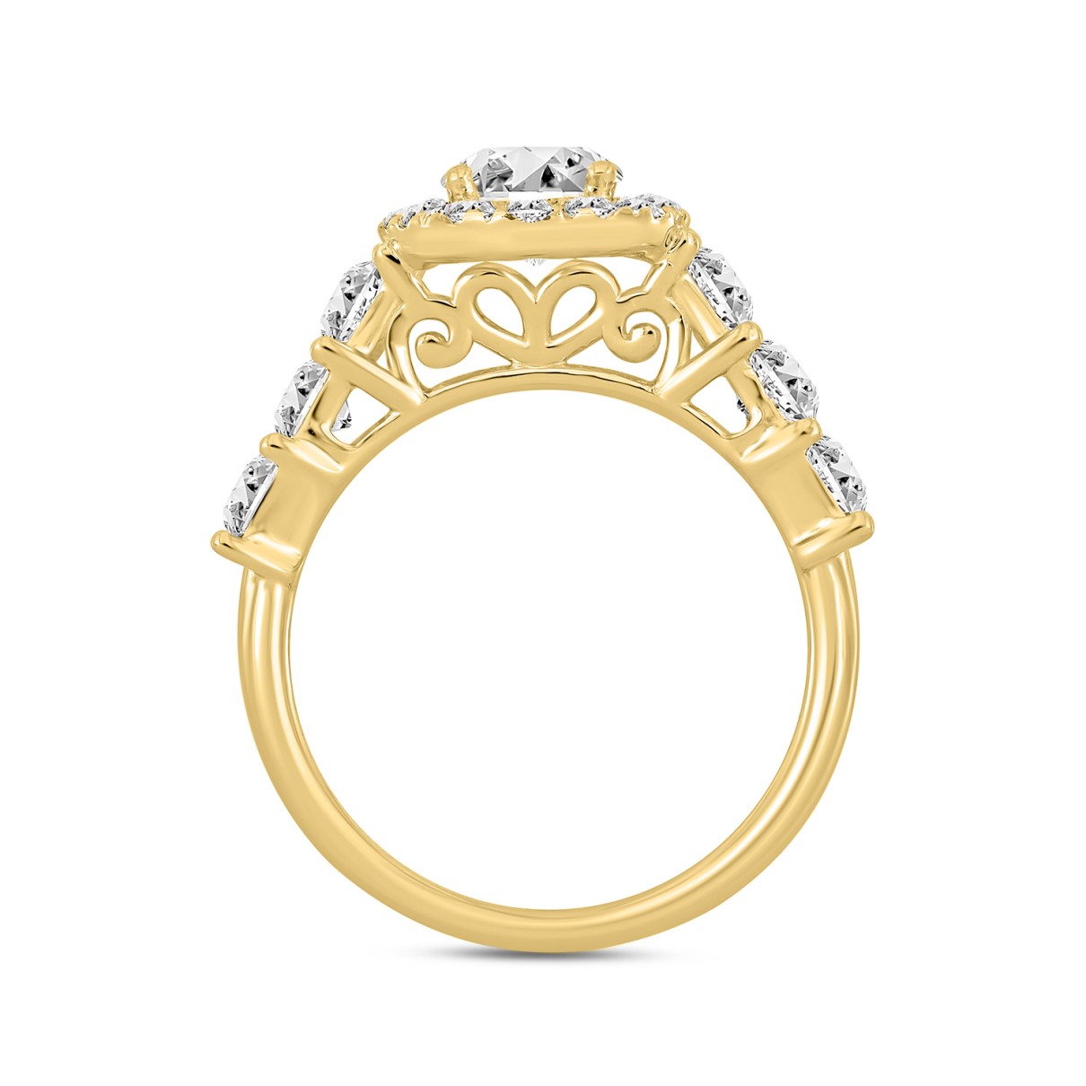 LADIES RING 2 3/8CT ROUND/PRINCESS DIAMOND 14K YELLOW GOLD (CENTER STONE OVAL DIAMOND 1 1/4CT )