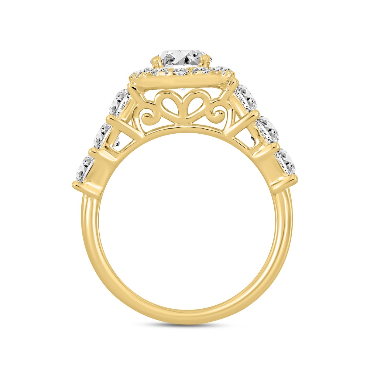 LADIES RING 2 3/8CT ROUND/PRINCESS DIAMOND 14K YELLOW GOLD (CENTER STONE OVAL DIAMOND 1 1/4CT )