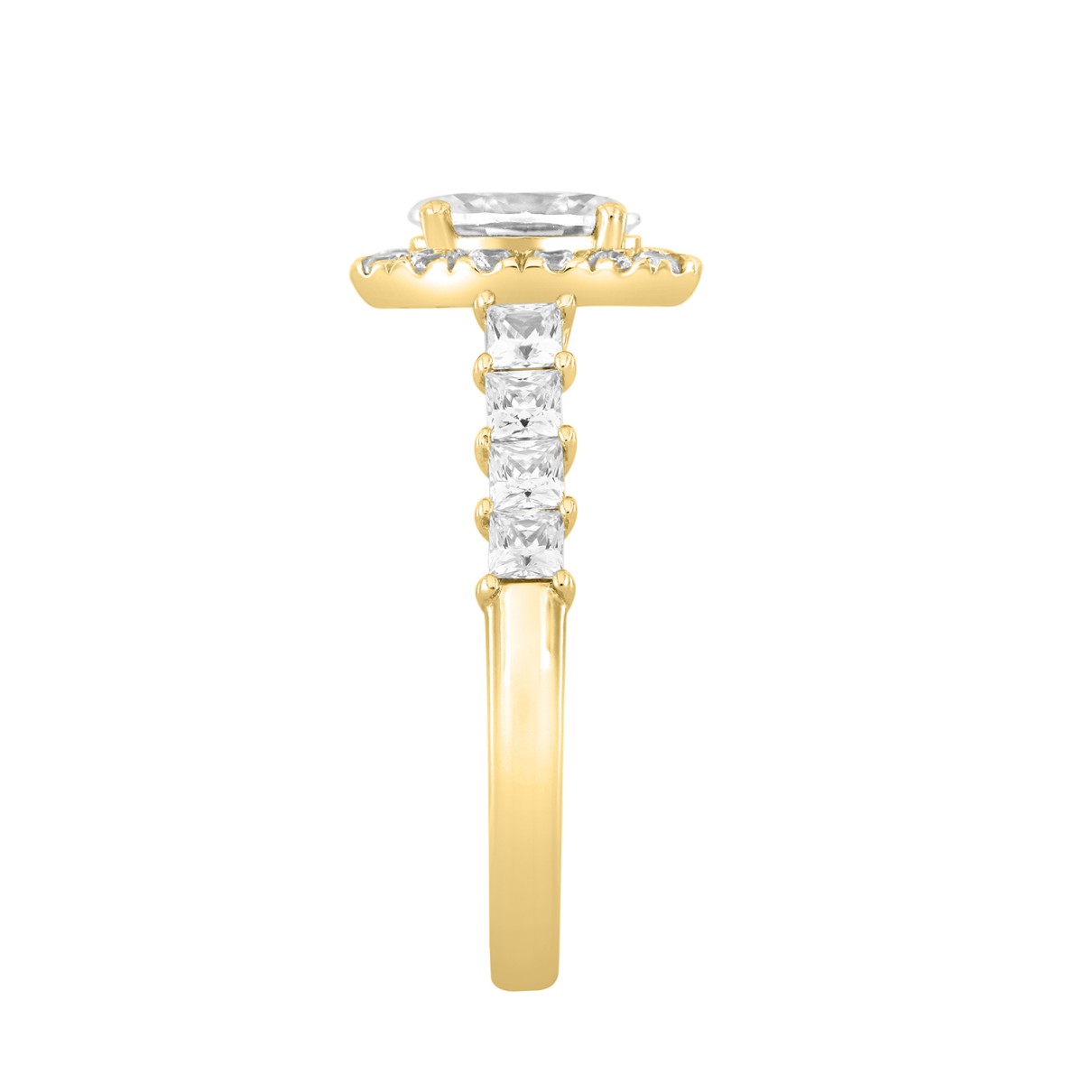 LADIES RING 2 3/8CT ROUND/PRINCESS DIAMOND 14K YELLOW GOLD (CENTER STONE OVAL DIAMOND 1 1/4CT )