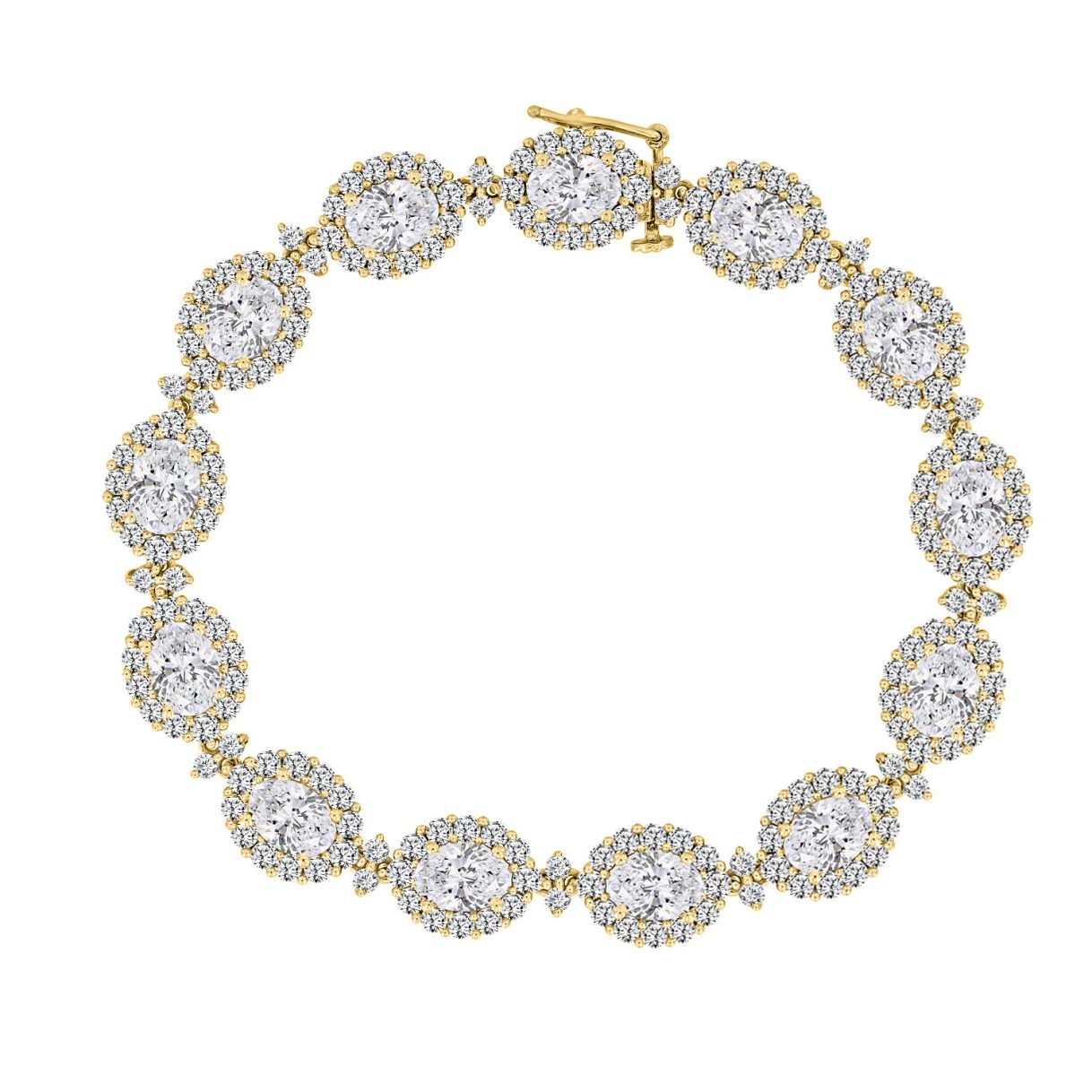 LADIES BRACELET 15 1/4CT ROUND/OVAL DIAMOND 14K YELLOW GOLD