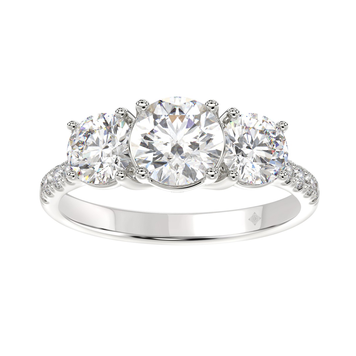 LADIES RING 2CT ROUND DIAMOND 14K WHITE GOLD (CENTER STONE ROUND DIAMOND 1CT )