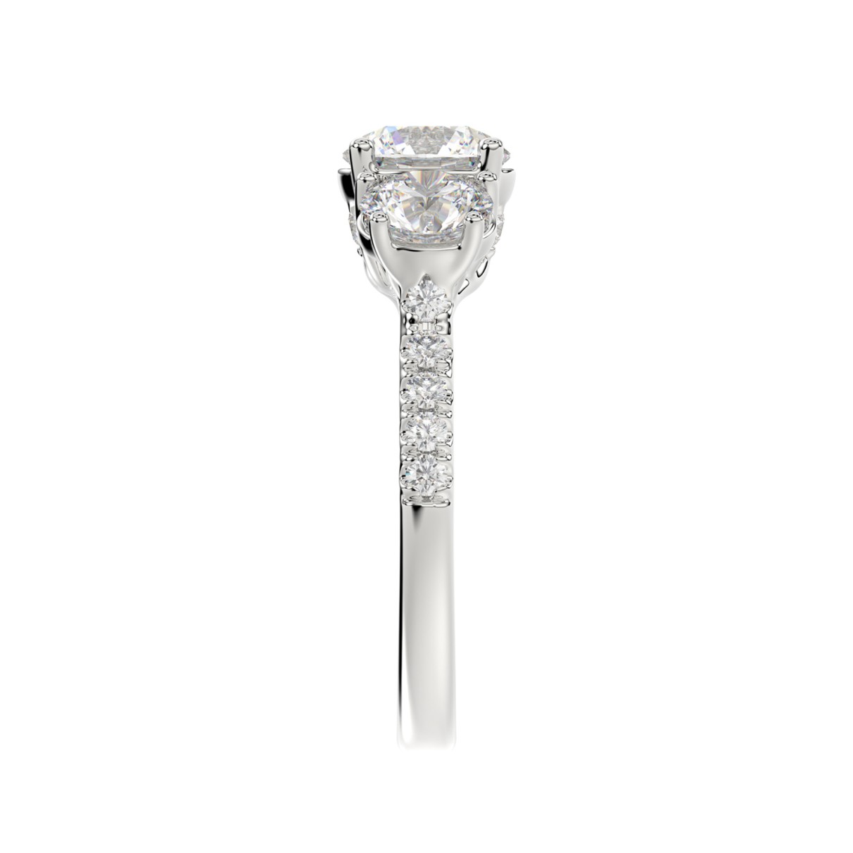 LADIES RING 2CT ROUND DIAMOND 14K WHITE GOLD (CENTER STONE ROUND DIAMOND 1CT )