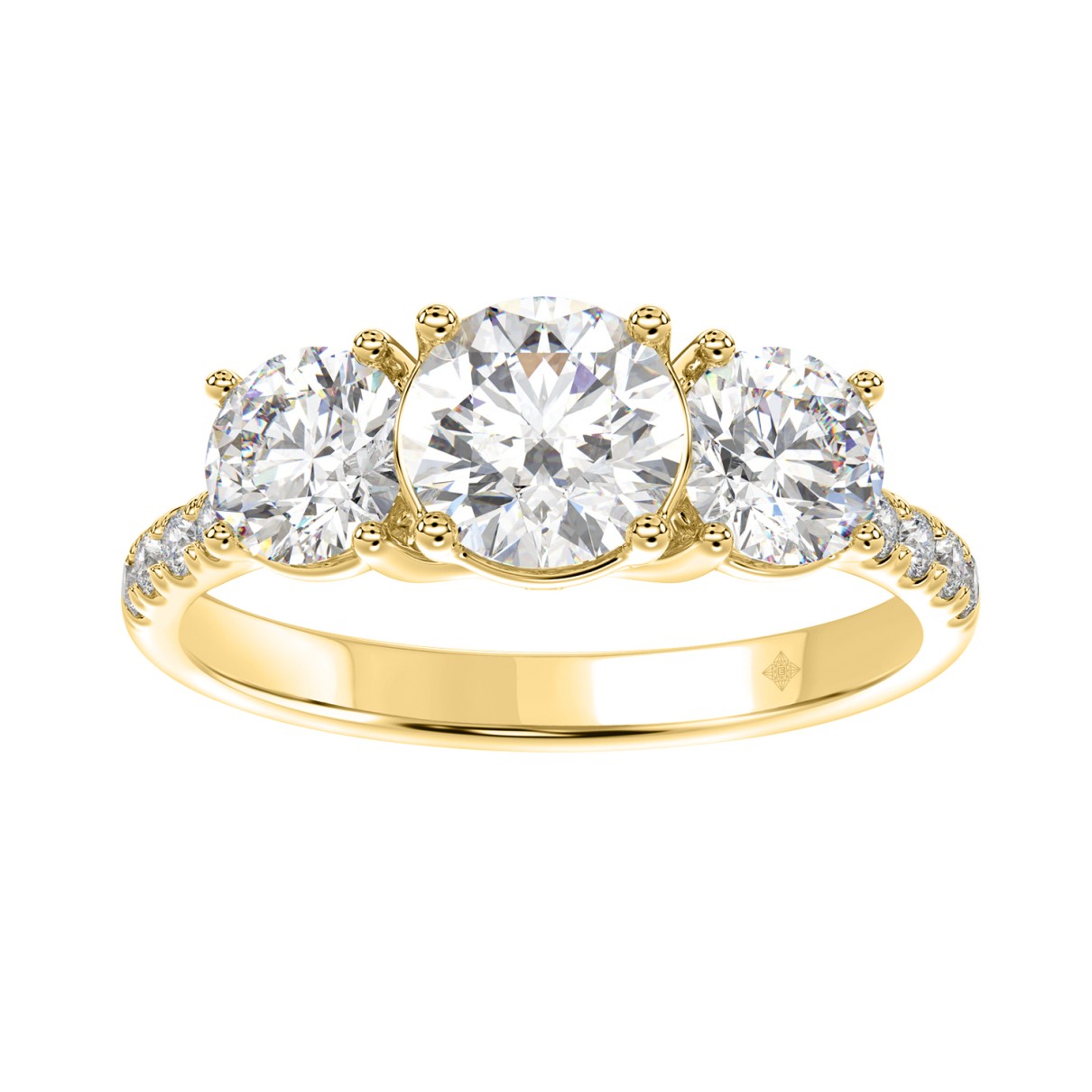 LADIES RING 2CT ROUND DIAMOND 14K YELLOW GOLD (CENTER STONE ROUND DIAMOND 1CT )