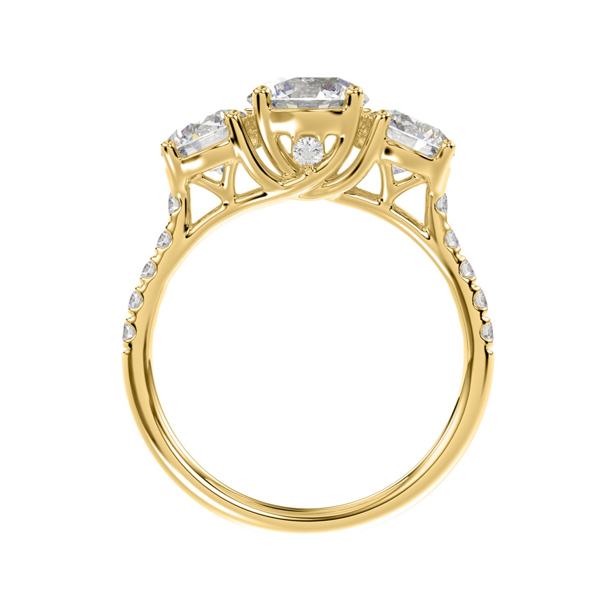 LADIES RING 2CT ROUND DIAMOND 14K YELLOW GOLD (CENTER STONE ROUND DIAMOND 1CT )