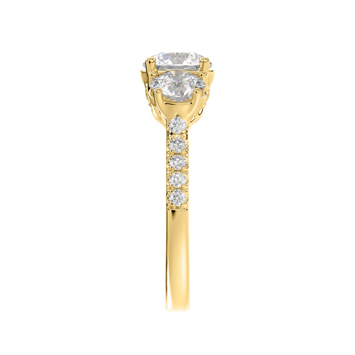 LADIES RING 2CT ROUND DIAMOND 14K YELLOW GOLD (CENTER STONE ROUND DIAMOND 1CT )