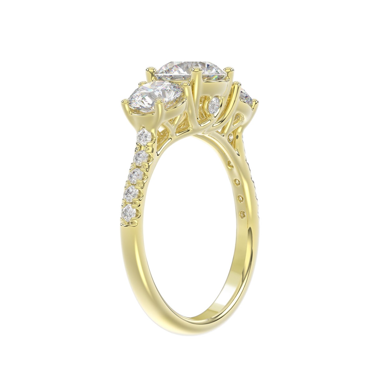 LADIES RING 2CT ROUND DIAMOND 14K YELLOW GOLD (CENTER STONE ROUND DIAMOND 1CT )