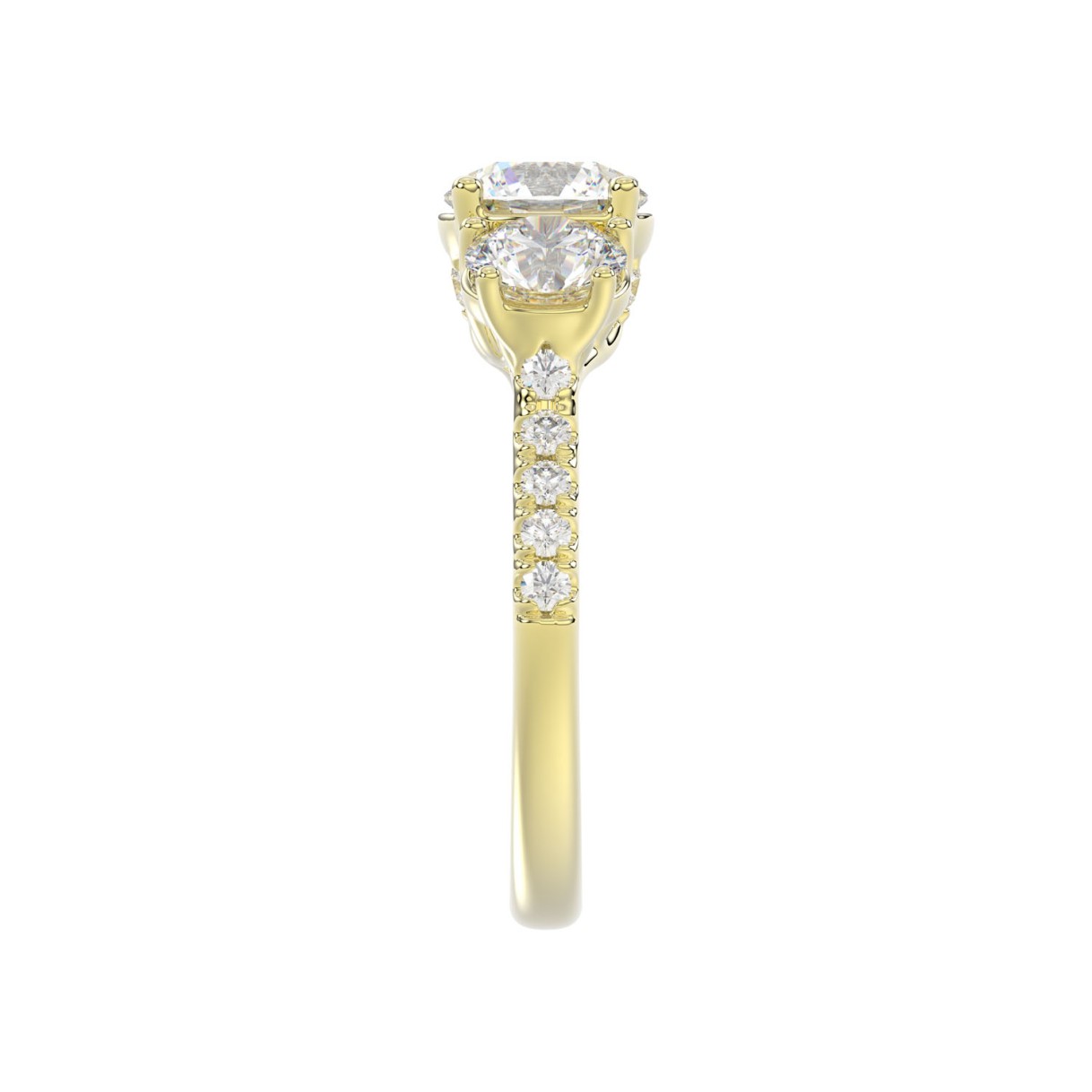 LADIES RING 2CT ROUND DIAMOND 14K YELLOW GOLD (CENTER STONE ROUND DIAMOND 1CT )