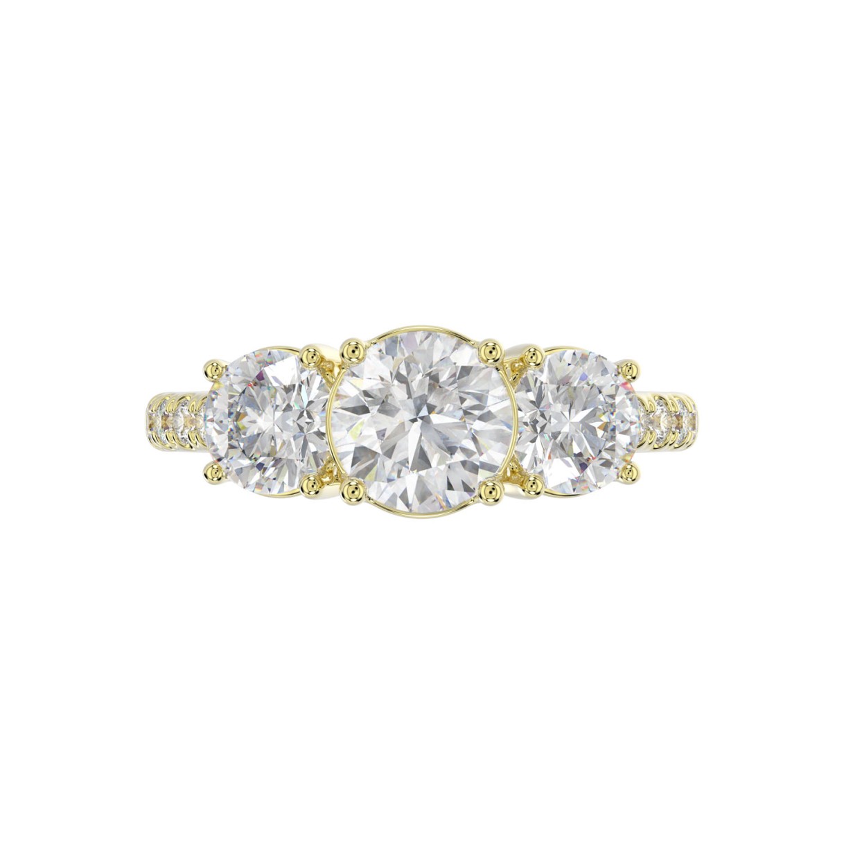 LADIES RING 2CT ROUND DIAMOND 14K YELLOW GOLD (CENTER STONE ROUND DIAMOND 1CT )