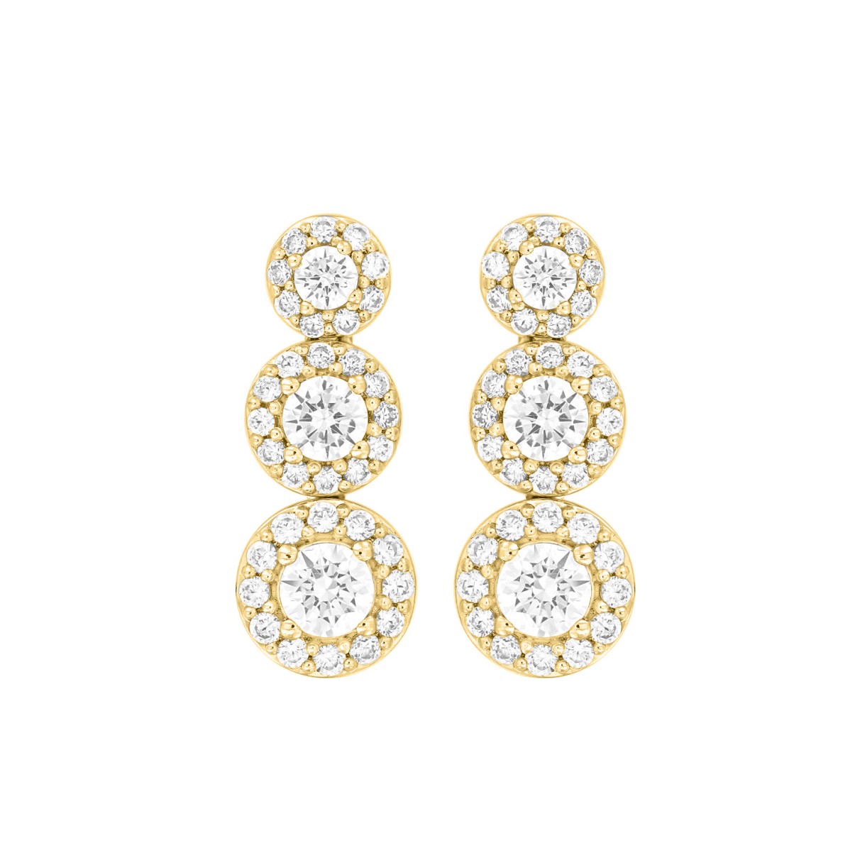 LADIES EARRINGS 3 3/4CT ROUND DIAMOND 14K YELLOW G...